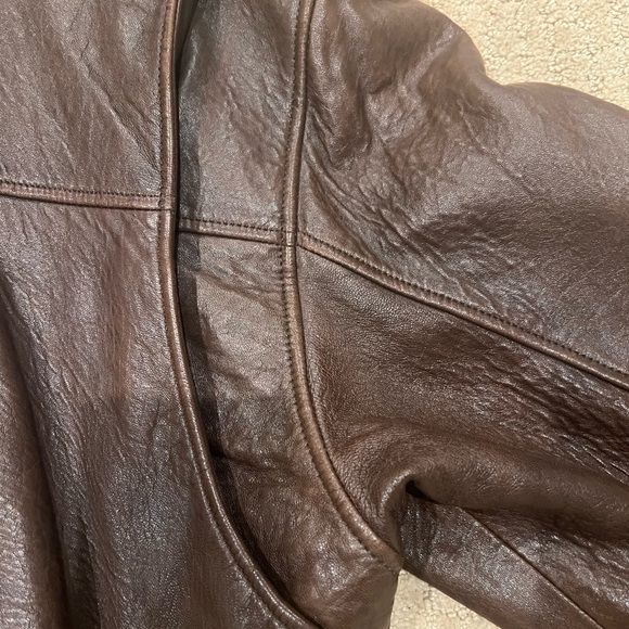 Men's Classic Brown 100% Leather Bomber Jacket - Picture 7 of 17